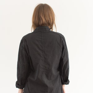 Vintage Black Chore Jacket Lightweight Round Three Pocket Cotton Style Coat Blazer XS J10 image 4