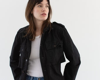 Vintage Black Herringbone Twill Army Shirt Jacket | Unisex HBT Overshirt Shacket | S M |