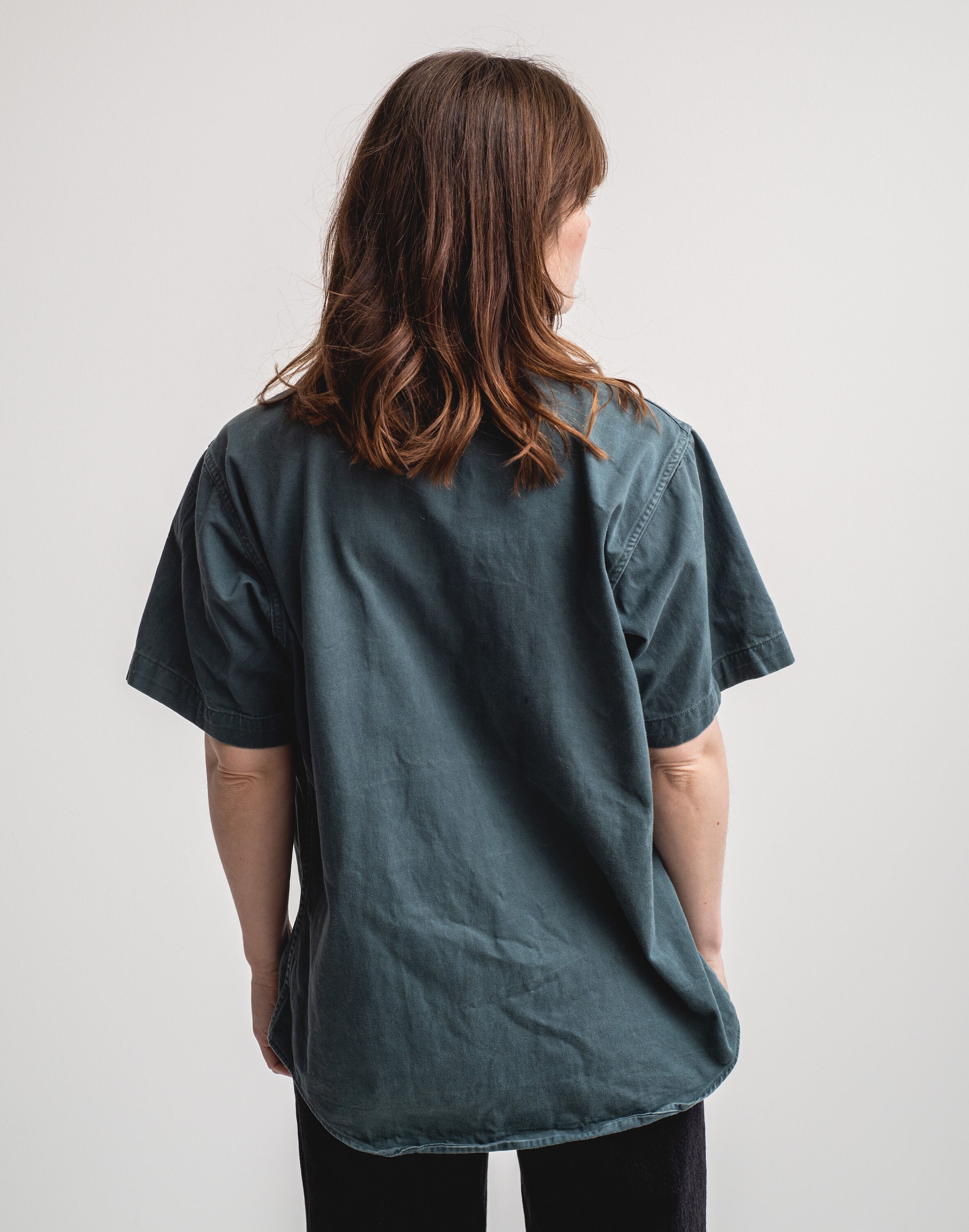 Vintage Teal Short Sleeve Work Shirt | Unisex 60s Cotton Overshirt
