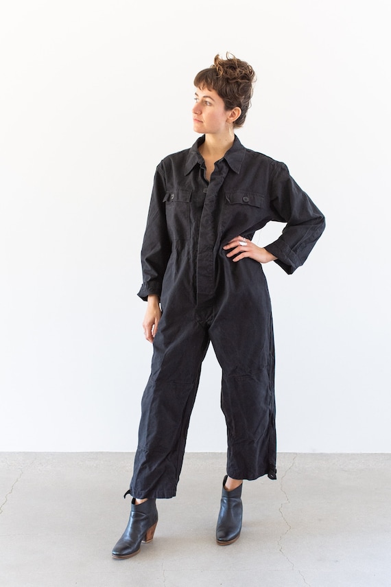 Vintage Black Cotton Coverall | Jump Suit Jumpsui… - image 3