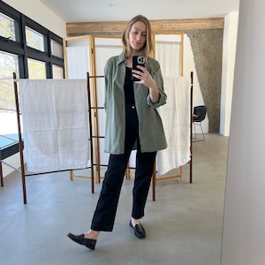 The Vintner Tunic in Sage Green | Vintage Artist Button Up Shirt | Cotton Simple Blouse | S M L |