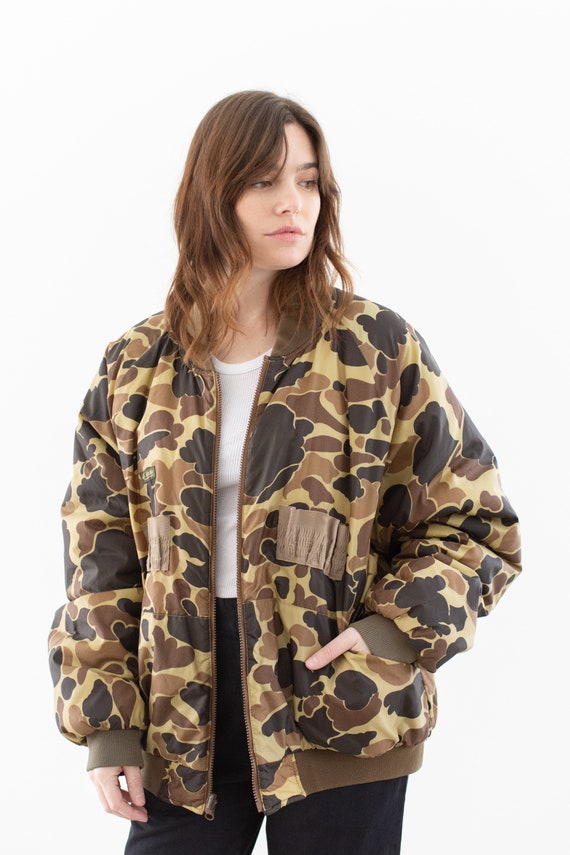 Vintage Brown Reversible Camo Bomber Winter Coat |