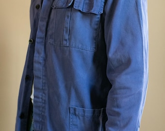 Vintage blauwe werkhemdjas | Unisex geborsteld katoenen werkkleding | Gemaakt in Europa | M L | J172