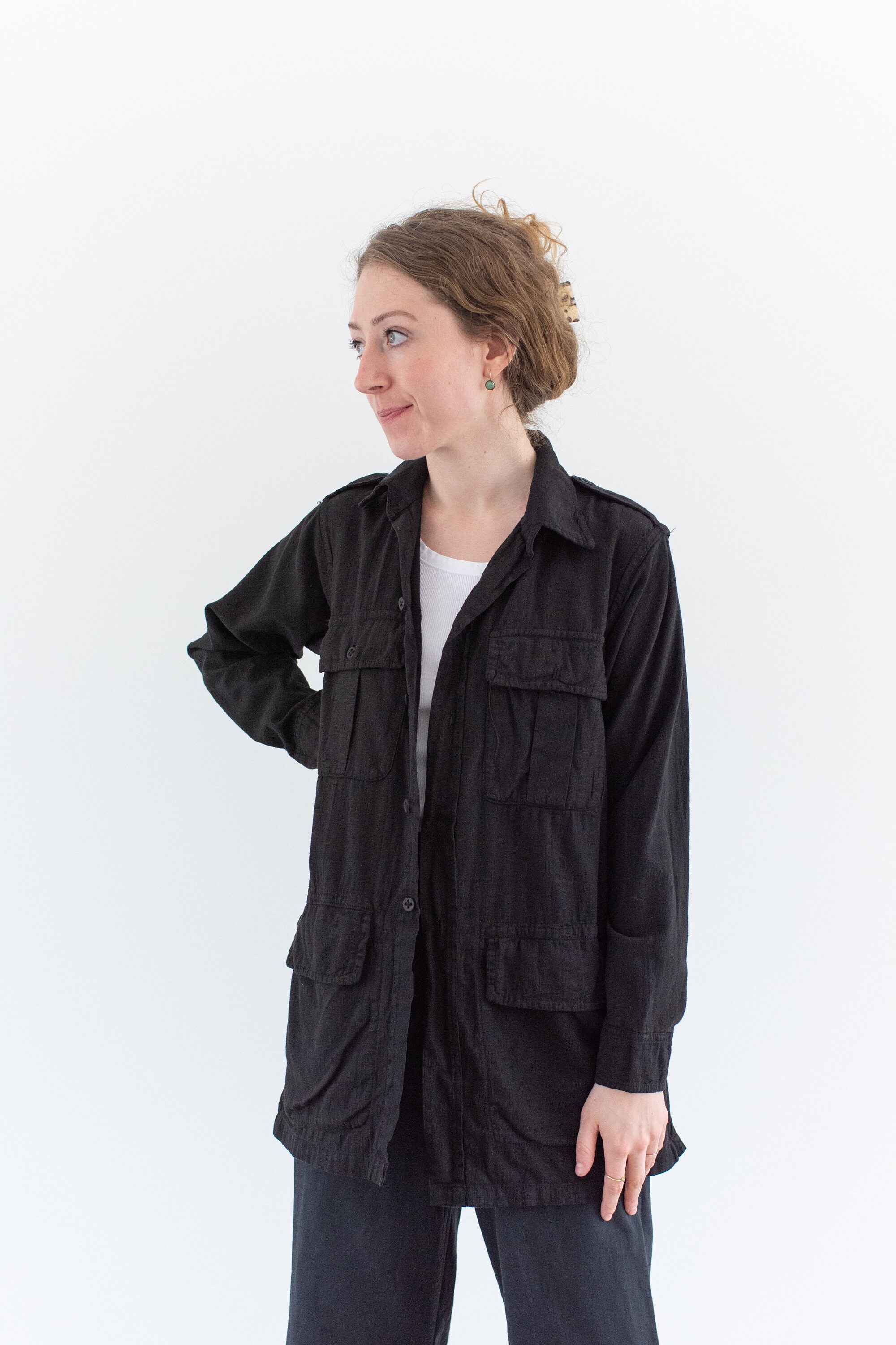 Vintage Black Safari Jacket Unisex 