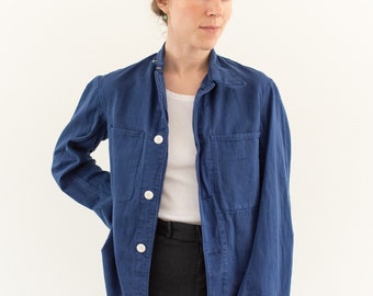 Vintage True Blue Cotton Overshirt | Corozo Buttons | Overdye Work Jacket | XS S