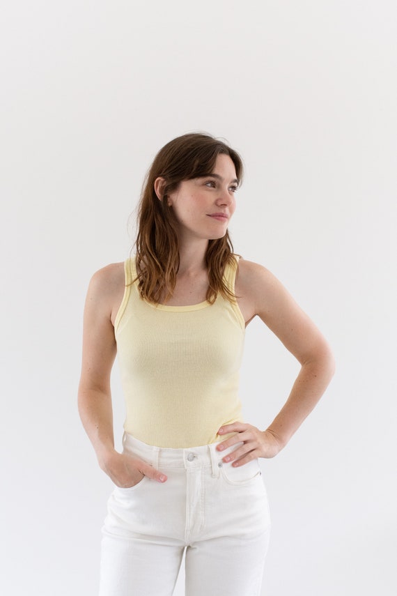 The Corsica Tank in Butter Yellow | Vintage Rib Kn