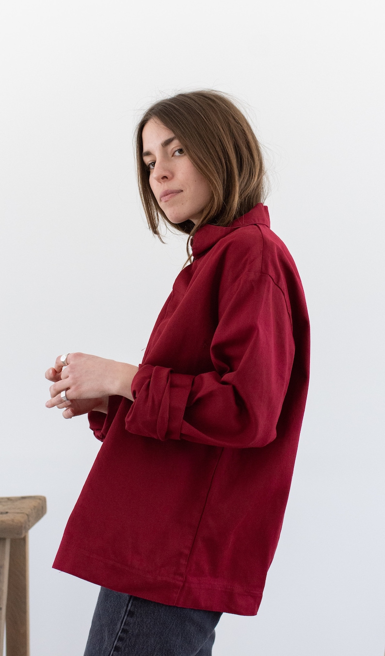 Vintage Berry Single Pocket Work Jacket IT-- Made in Italy M Red Unisex Workwear