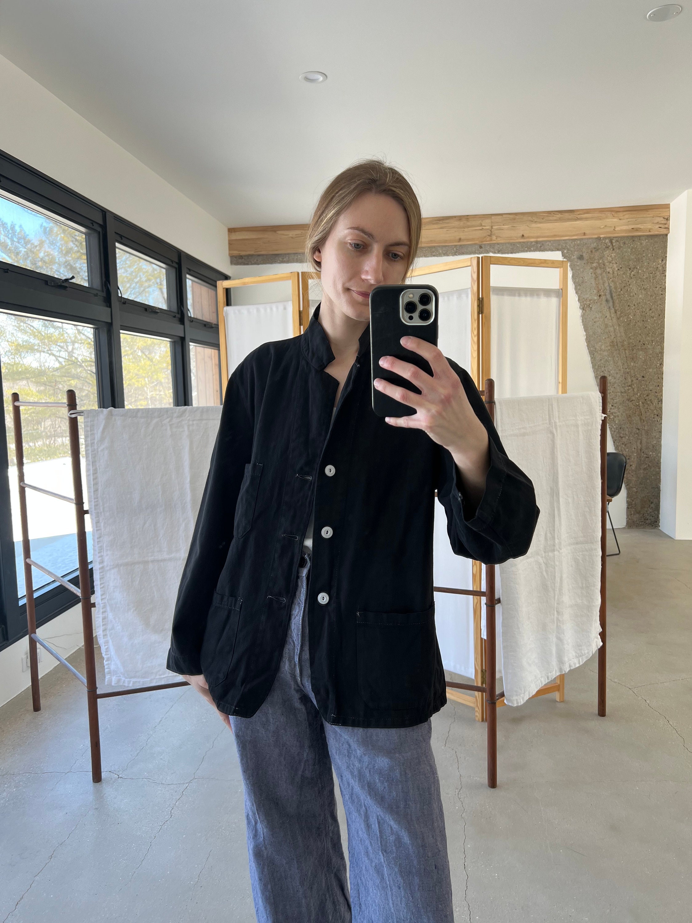 Vintage Black Overdye Classic Chore Jacket | Unisex Square Vintage Black Overdye Classic Chore Jacket | Unisex Square