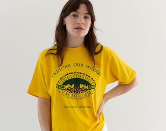 Vintage Yellow Tee T-Shirt | Minocqua Wi Short Sleeve Crewneck Tee | Made in USA | S |