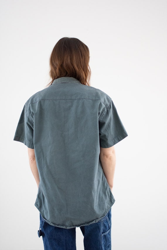 Vintage Teal Short Sleeve Work Shirt | Unisex 60s… - image 6