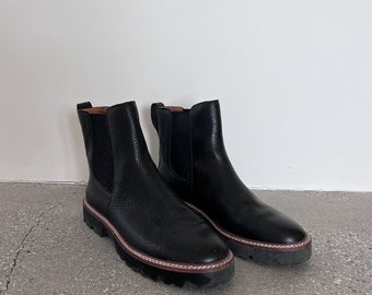 STUDIO SALE Madewell Citywalk Black Leather Chelsea Lug Sole Boot | Size 9