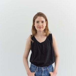 The Corfu Tank in Black | Vintage Tank Top | 100% Cotton Singlet | Greek Undershirt | XS S M L |