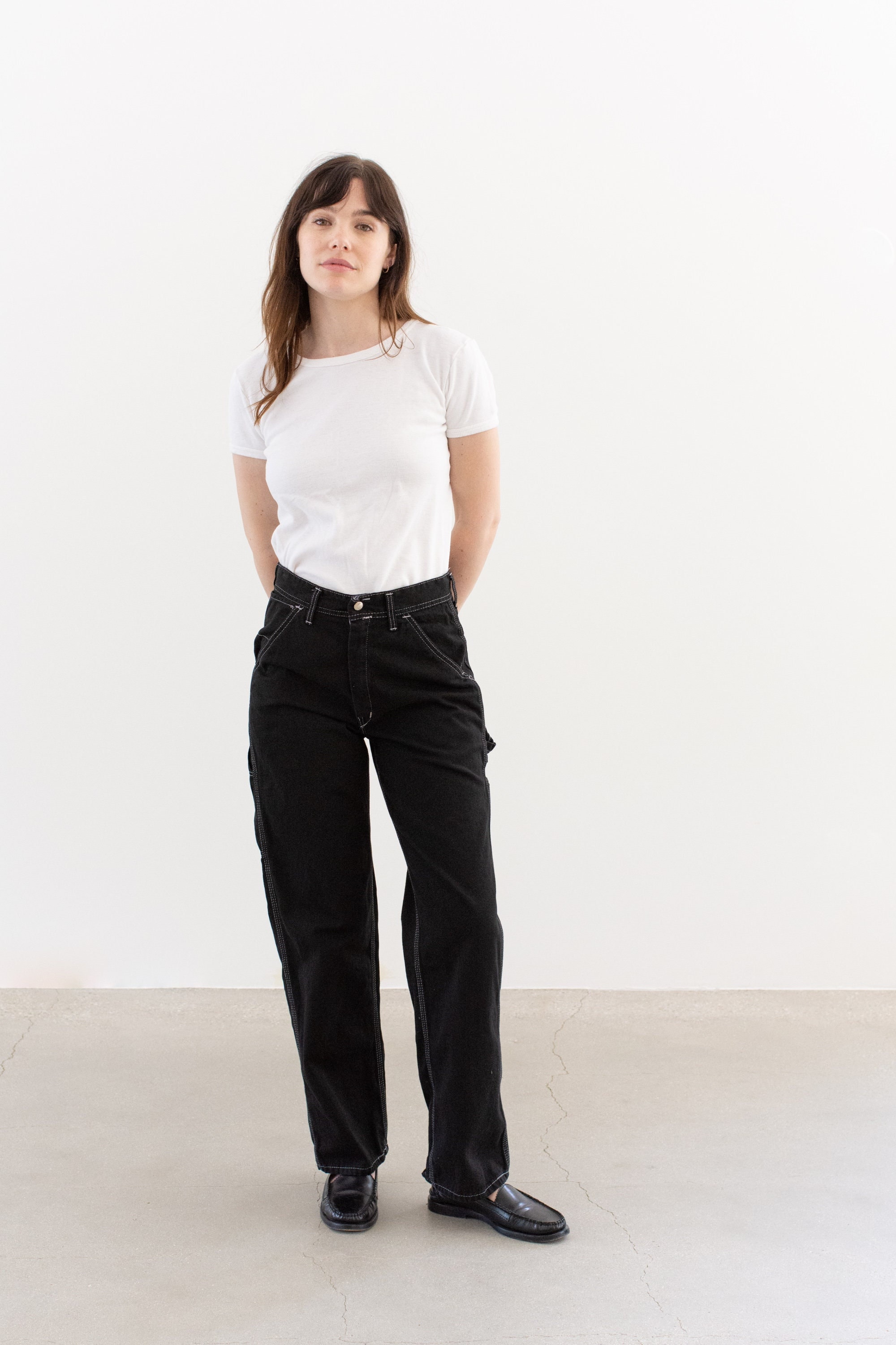 Vintage 25 26 27 28 29 Waist Black Cotton Utility Painter Pants