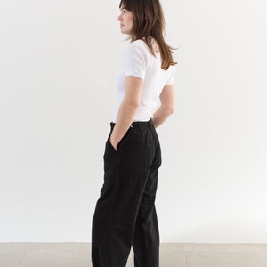 Vintage 27 28 29 Waist Black Utility Trousers Unisex Button Fly High Waist Workwear Pants P192 image 6