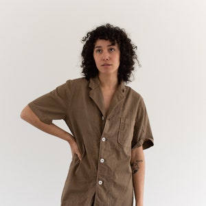 The Willet Shirt in Mushroom Brown Vintage Unisex Overdye Short Sleeve Simple Cotton Work Shirt S M L image 4