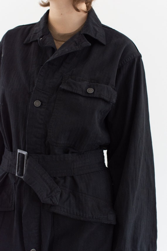 Vintage Overdye Black Belted Coverall | Herringbo… - image 5