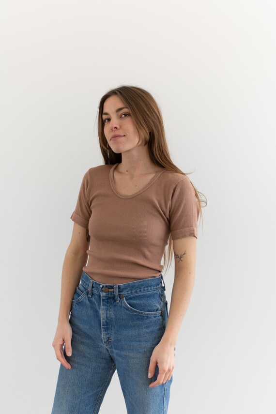 Dusty Pink Vintage Ribbed Tee 