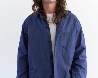 Vintage Denim Blue Chore Coat | Unisex Cotton Utility Work Jacket