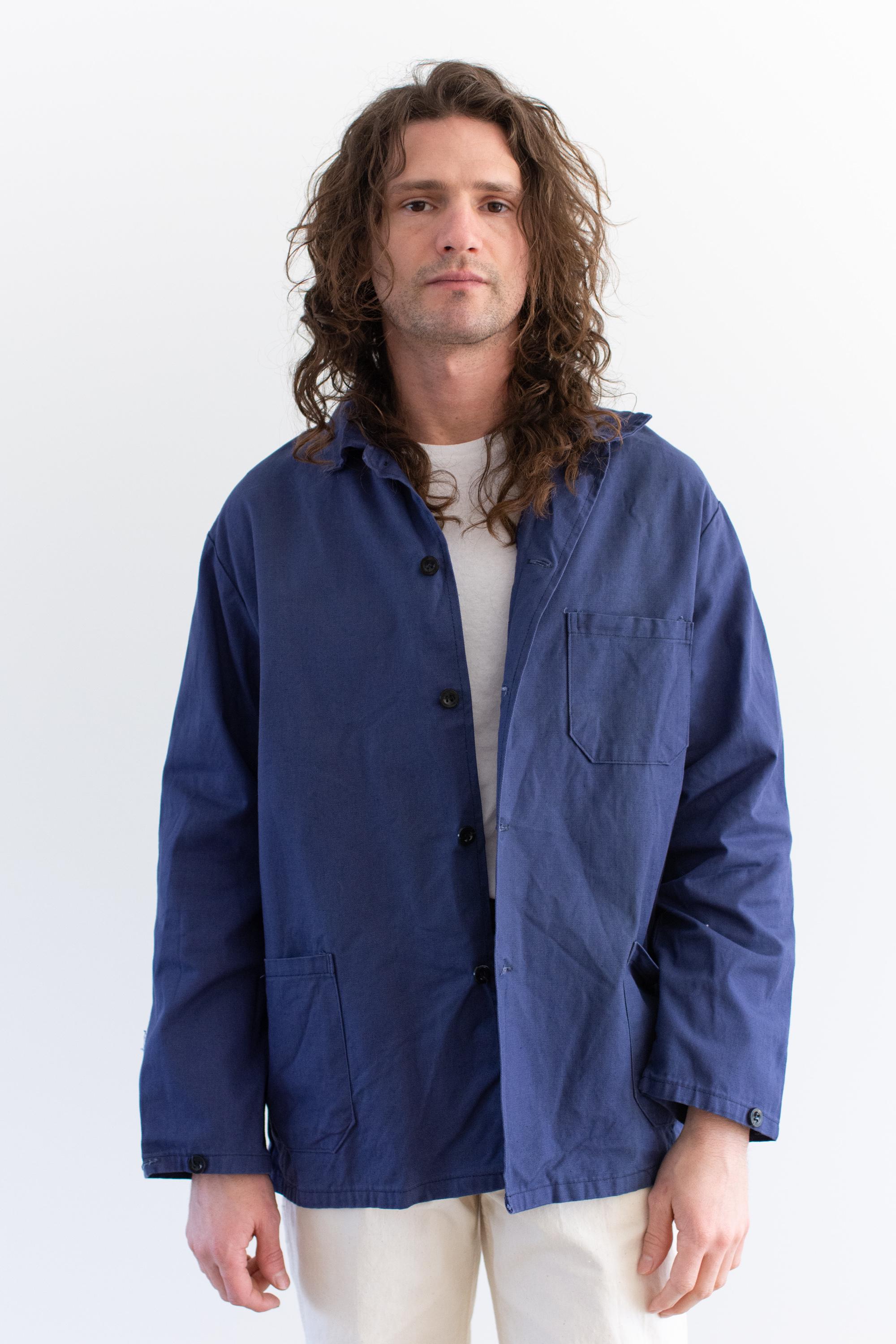 Vintage Blue Chore Work Jacket | Unisex Cotton Canvas Utility