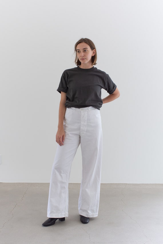 Vintage 30 Waist White Sailor Pant | High Rise But