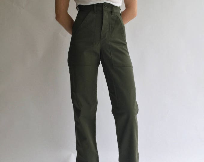 Vintage 24 Waist Army Pants Petite Cotton Poly Utility Army Pant Green ...