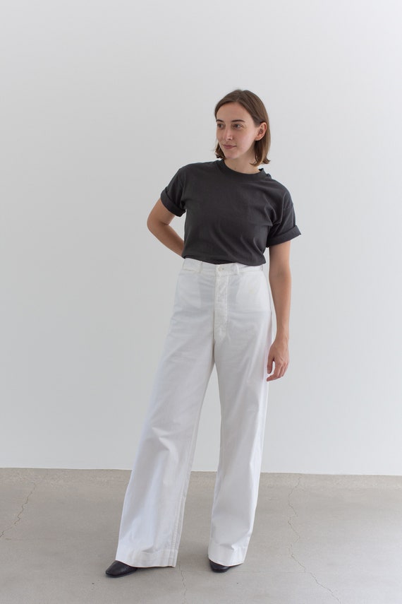 Vintage 29 Waist White Sailor Pant | High Rise But