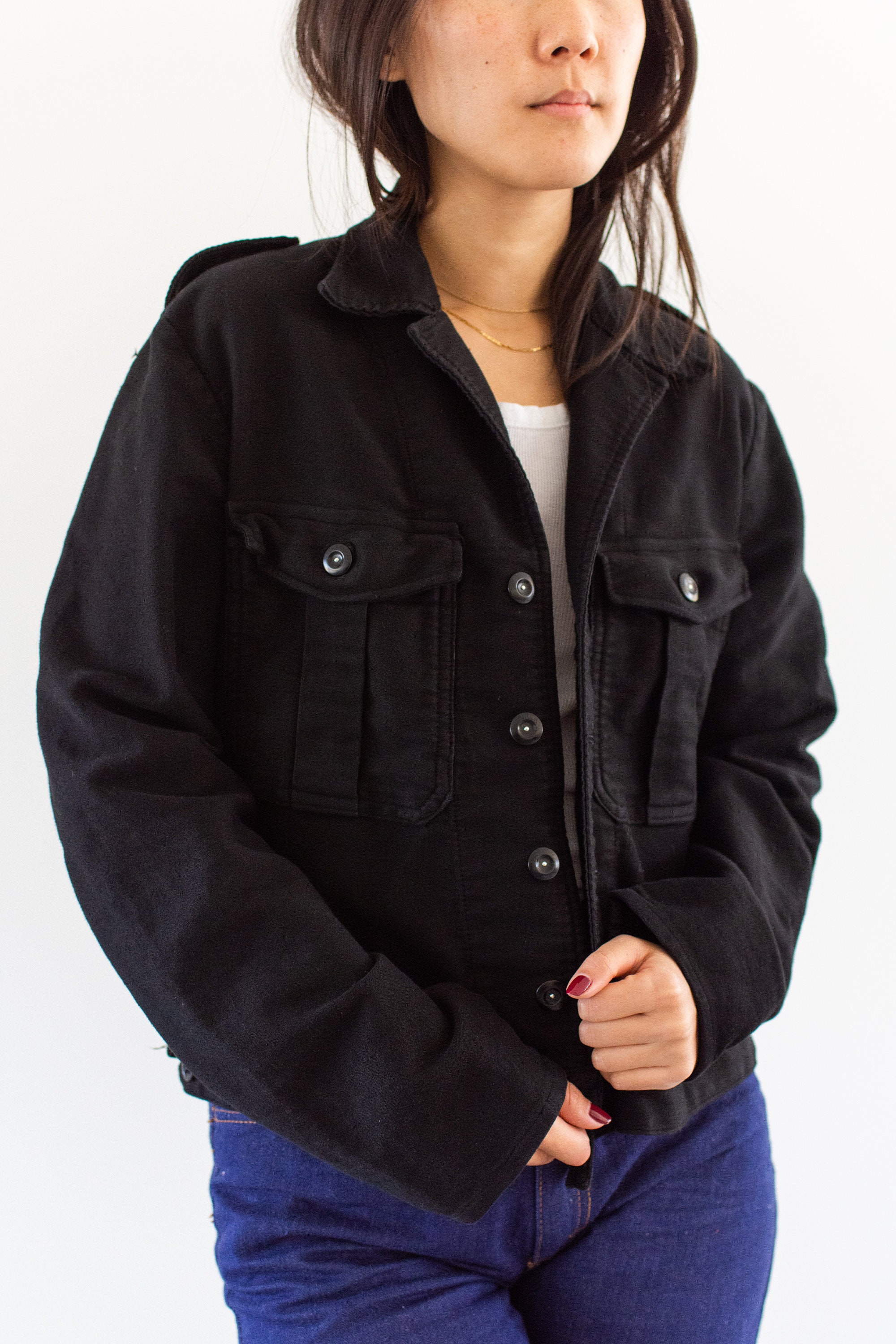 Vintage Black Moleskin Moto Jacket | Unisex Corozo 50s Dutch