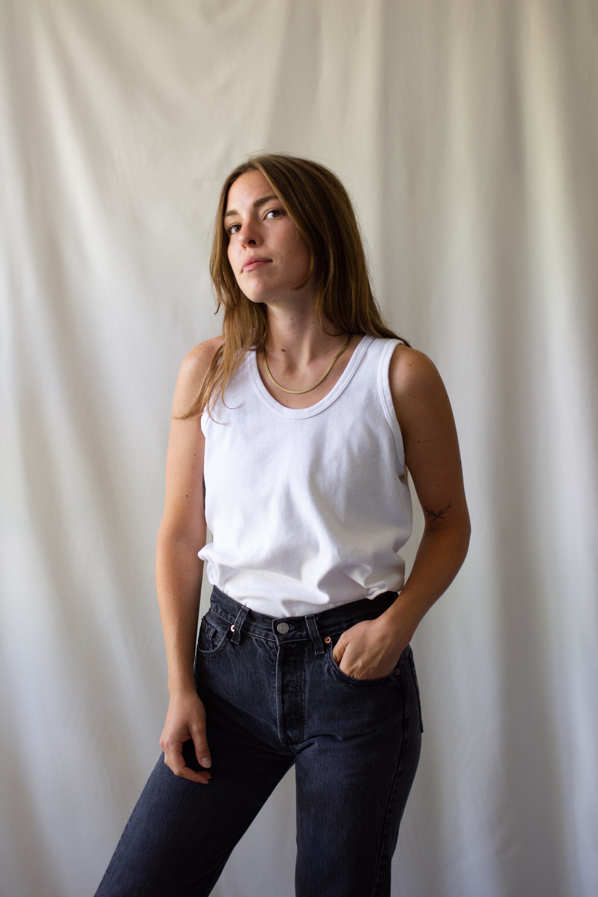 トップス ameri vintage USEFUL BACK SHEER TANK TOP USEFUL BACK SHEER TANK TOP