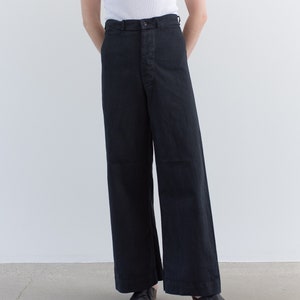 Vintage Overdye Black Sailor Pants 26 27 29 28 30 31 32 33 High Waist Wide Leg Cotton Twill Utility Pant Trouser image 6