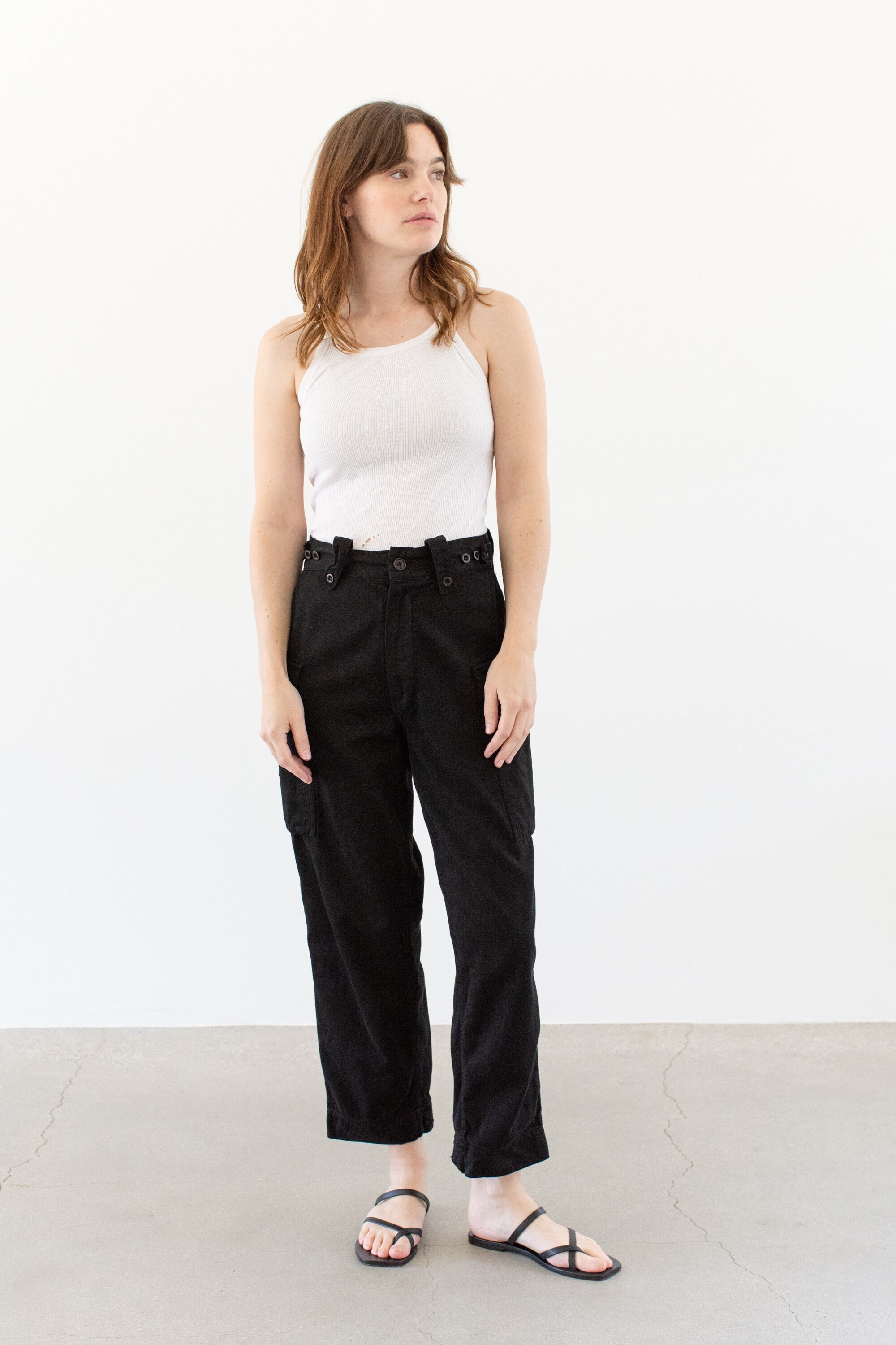 Agnes b. Black Nylon Cargo Pants France製 Convertible Nylon Pant in Black