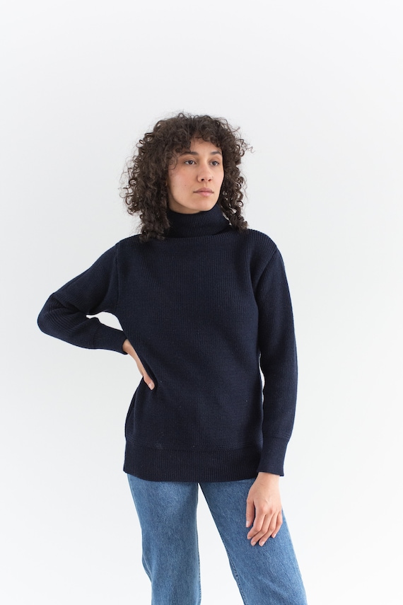 The Castine Sweater | Vintage Navy Blue Wool Turt… - image 4