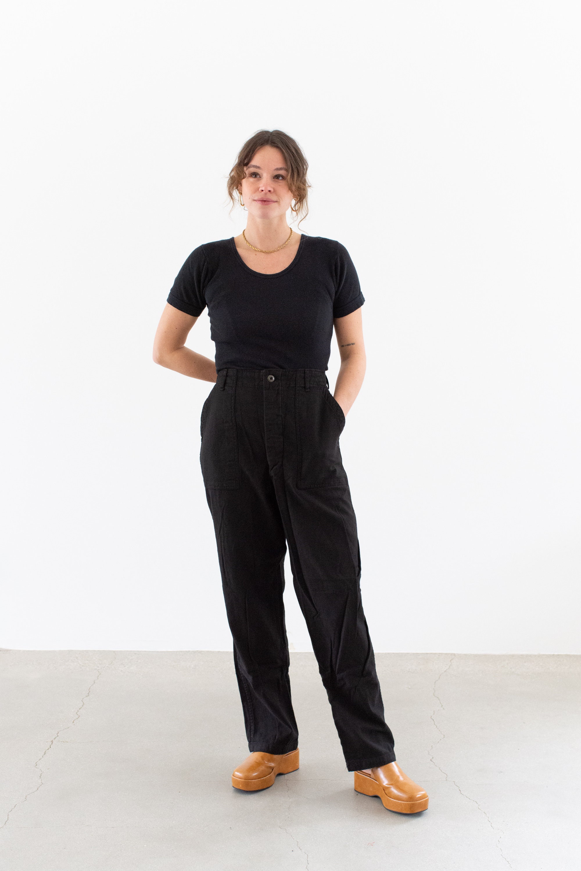 Vintage 32 Waist Black Utility Trousers | Unisex Painter 60s Vintage 32 Waist Black Utility Trousers | Unisex Painter 60s