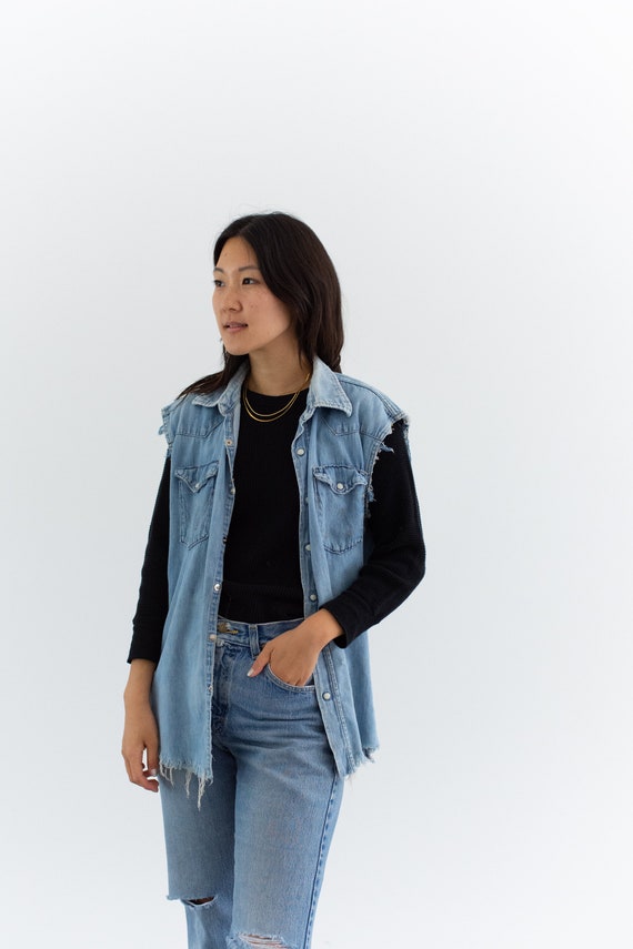 denim cut vest