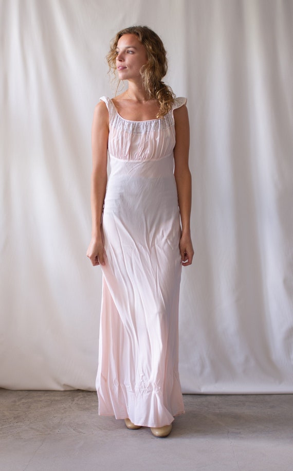 Vintage Light Pink Silk Semi Sheer Dress Nightgown