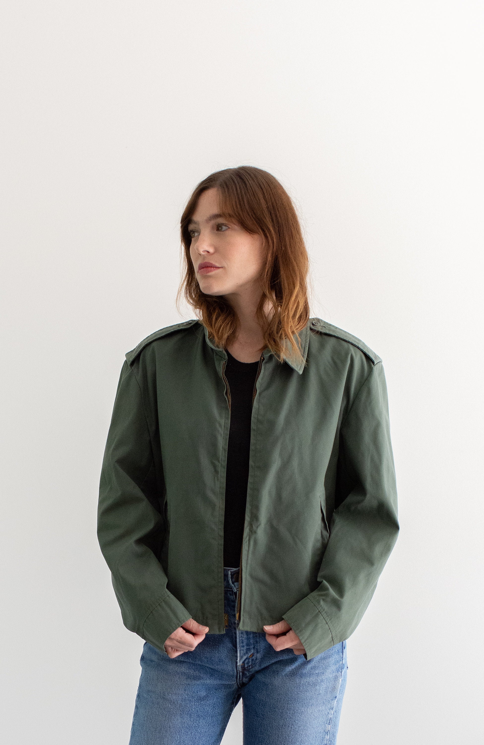 Vintage Sage Green Zipper Jacket | Unisex Ceiling Zero
