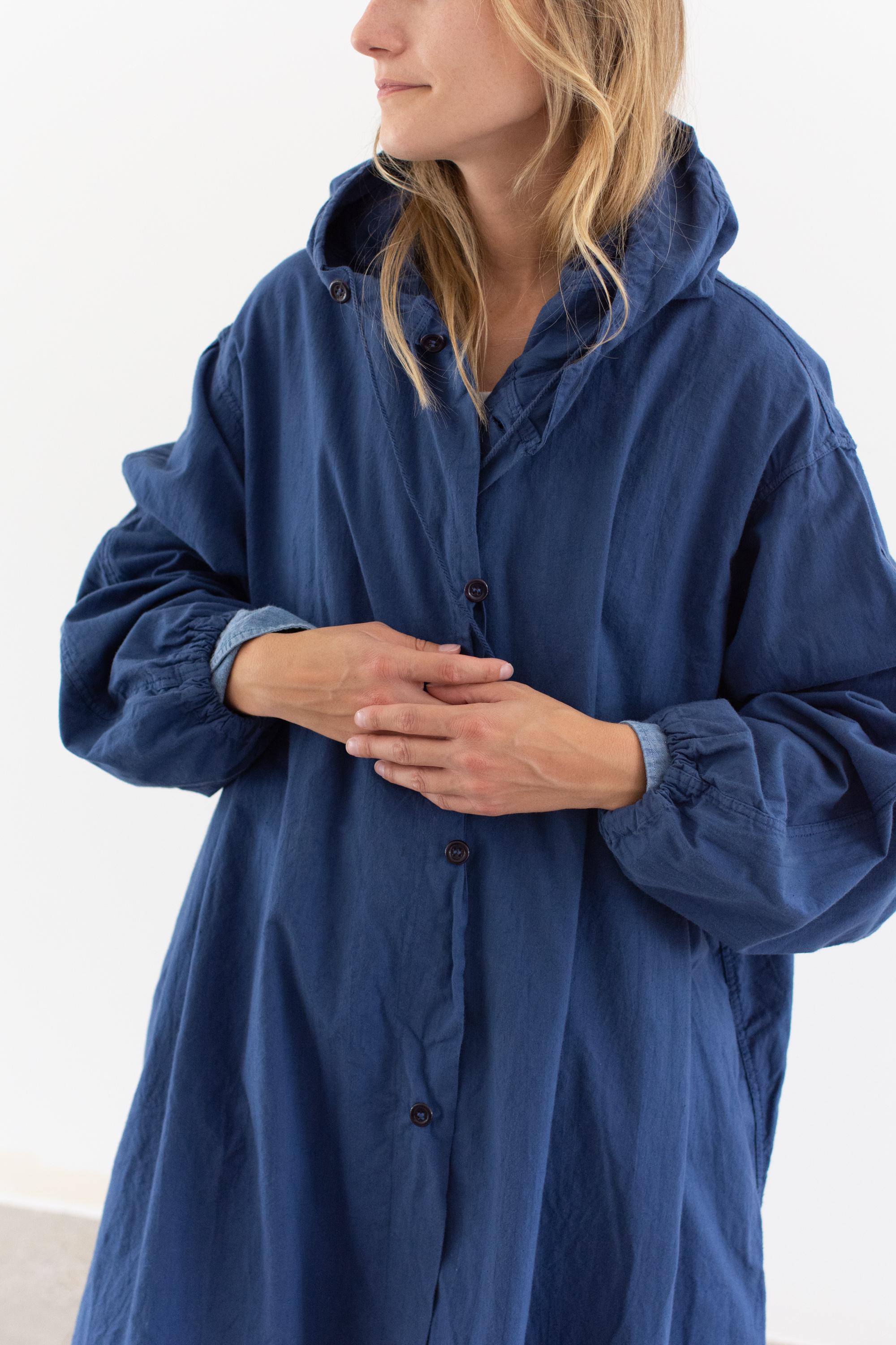 【codegraphy】Vintage Washed Cotton Hood Work Jacket Blue Vintage [workwear Blue, Black] Hood Jacket | Unisex Cotton
