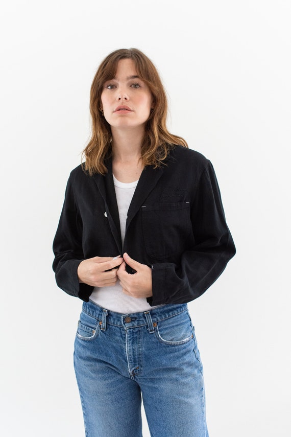 Vintage Black Crop Jacket | Boxy Short Chore | Ove