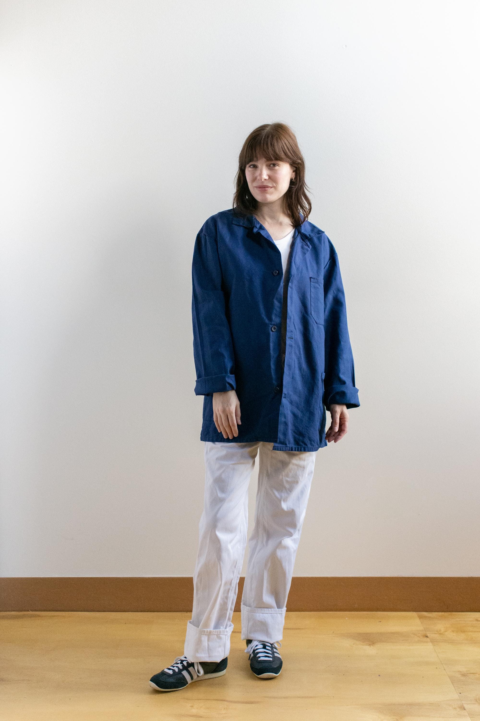 Vintage Blue Chore Coat | Unisex Cotton Utility Work Jacket | Made
