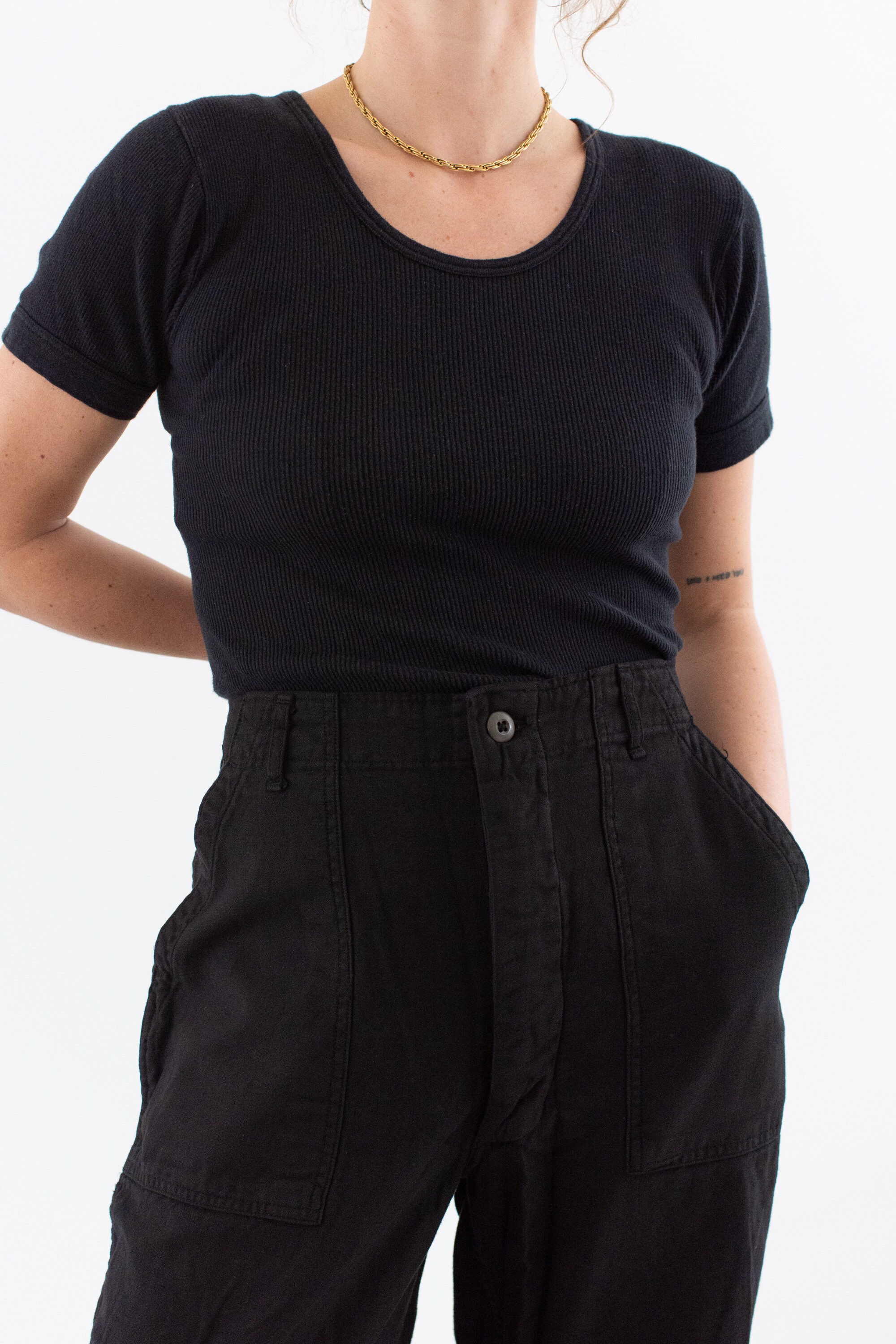 Vintage 32 Waist Black Utility Trousers | Unisex Painter 60s Vintage 32 Waist Black Utility Trousers | Unisex Painter 60s