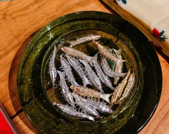 Vintage Articulated Fish Charm | 2" Brass Gold Tone Stamped Movable Pendant | Keychain Necklace Pin |