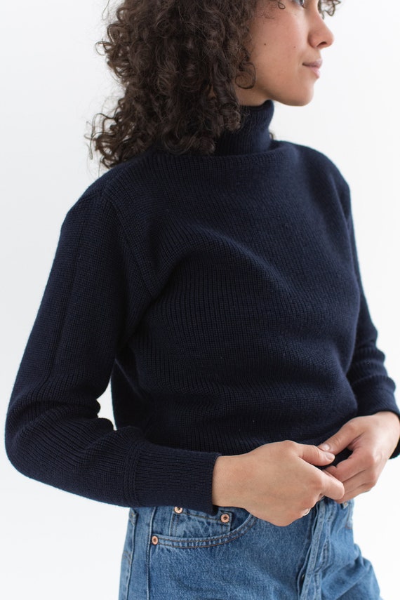 The Castine Sweater | Vintage Navy Blue Wool Turt… - image 6