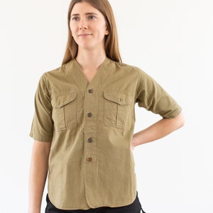 Vintage Tan Khaki Scout Shirt | Cotton Camp Button Up Shirt | XS |