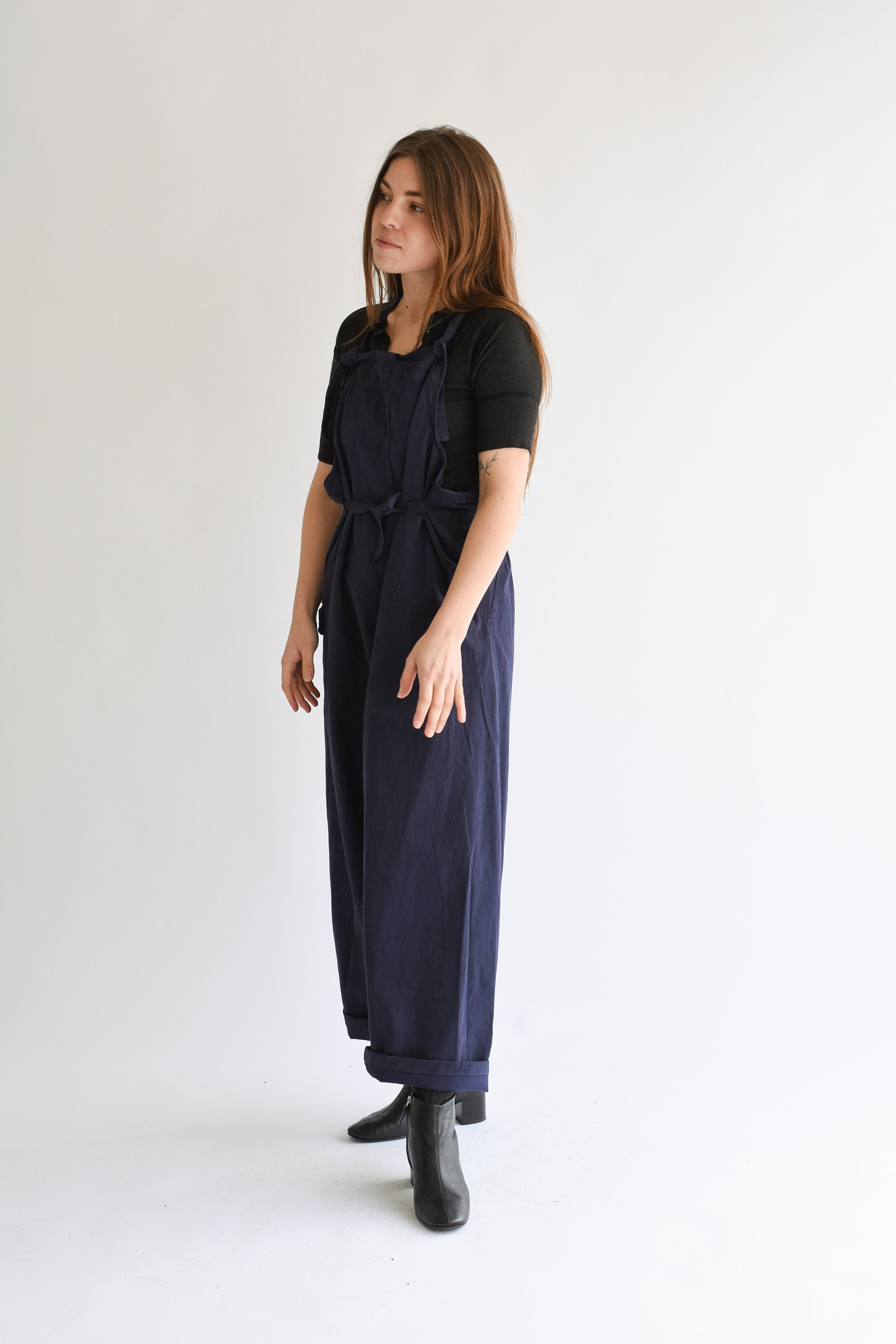 Reserved for Louise Vintage Overdye Navy Blue Tie Overalls 1940s USN WW2 US Navy Deck Naval