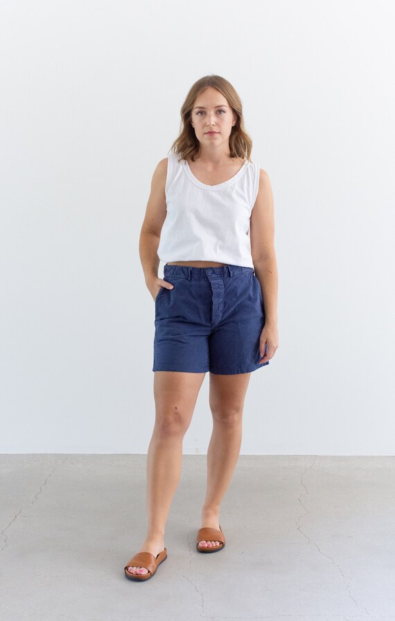 Vintage 30 Waist Blue Denim Shorts | Unisex French