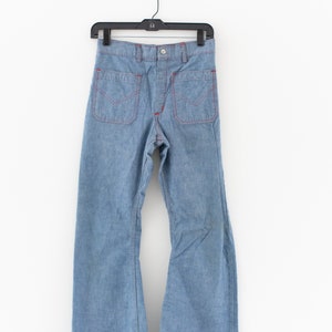 FINAL SALE Vintage 27 28 Waist Light Wash Flare Blue Denim