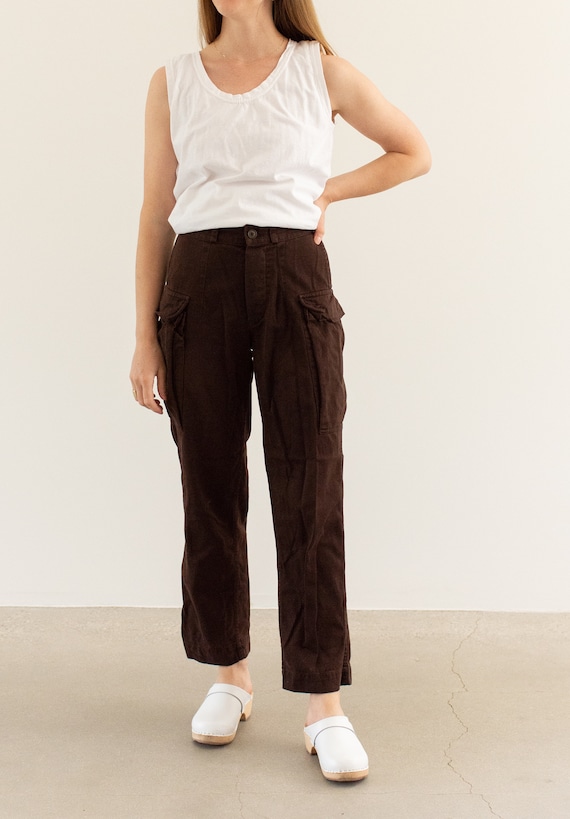 Vintage 26 27 Waist Overdye Hickory Brown Cotton Twill Cargo