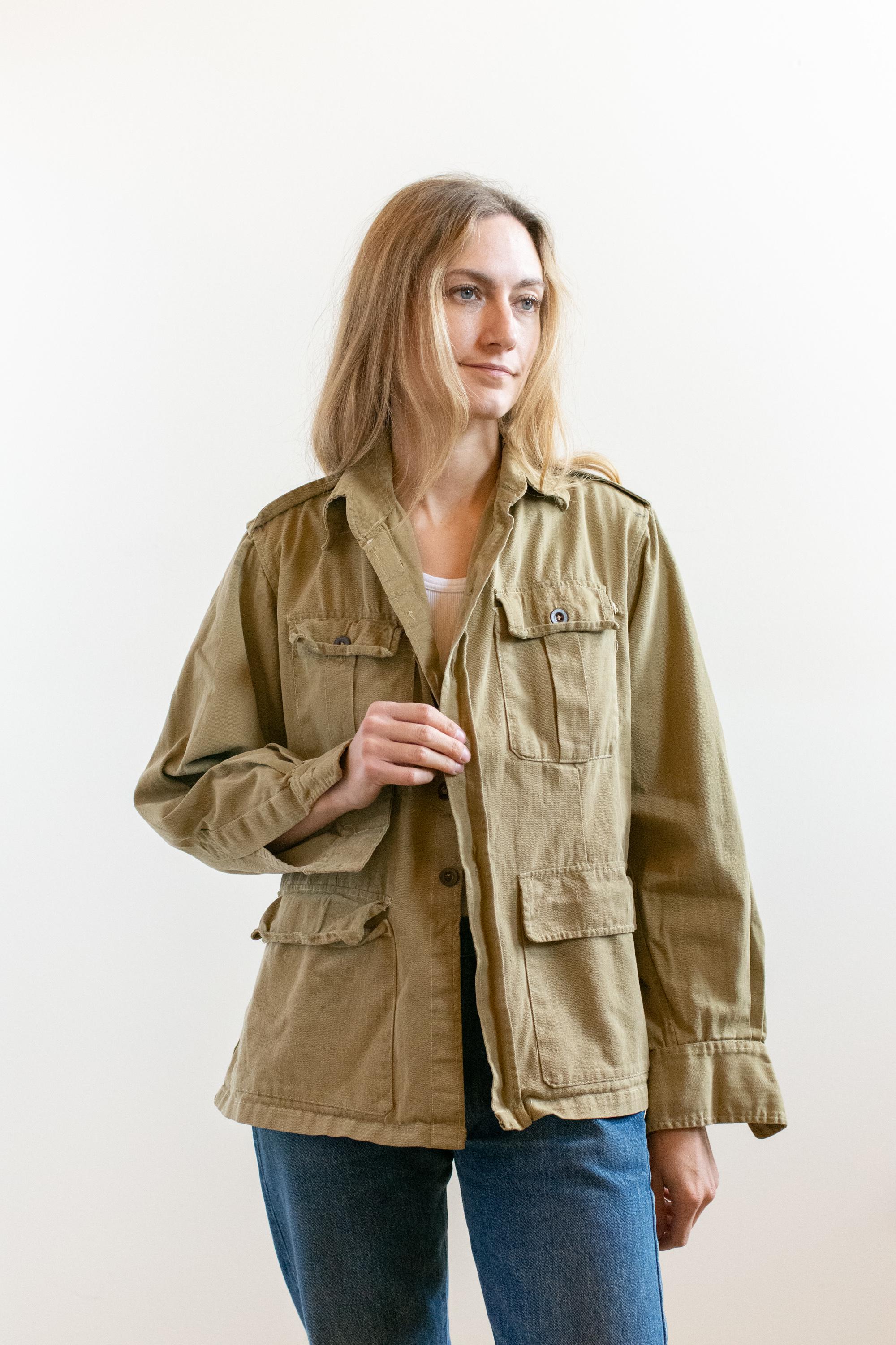 Vintage Tan Khaki Safari Jacket | Unisex 50s 60s Four Pocket
