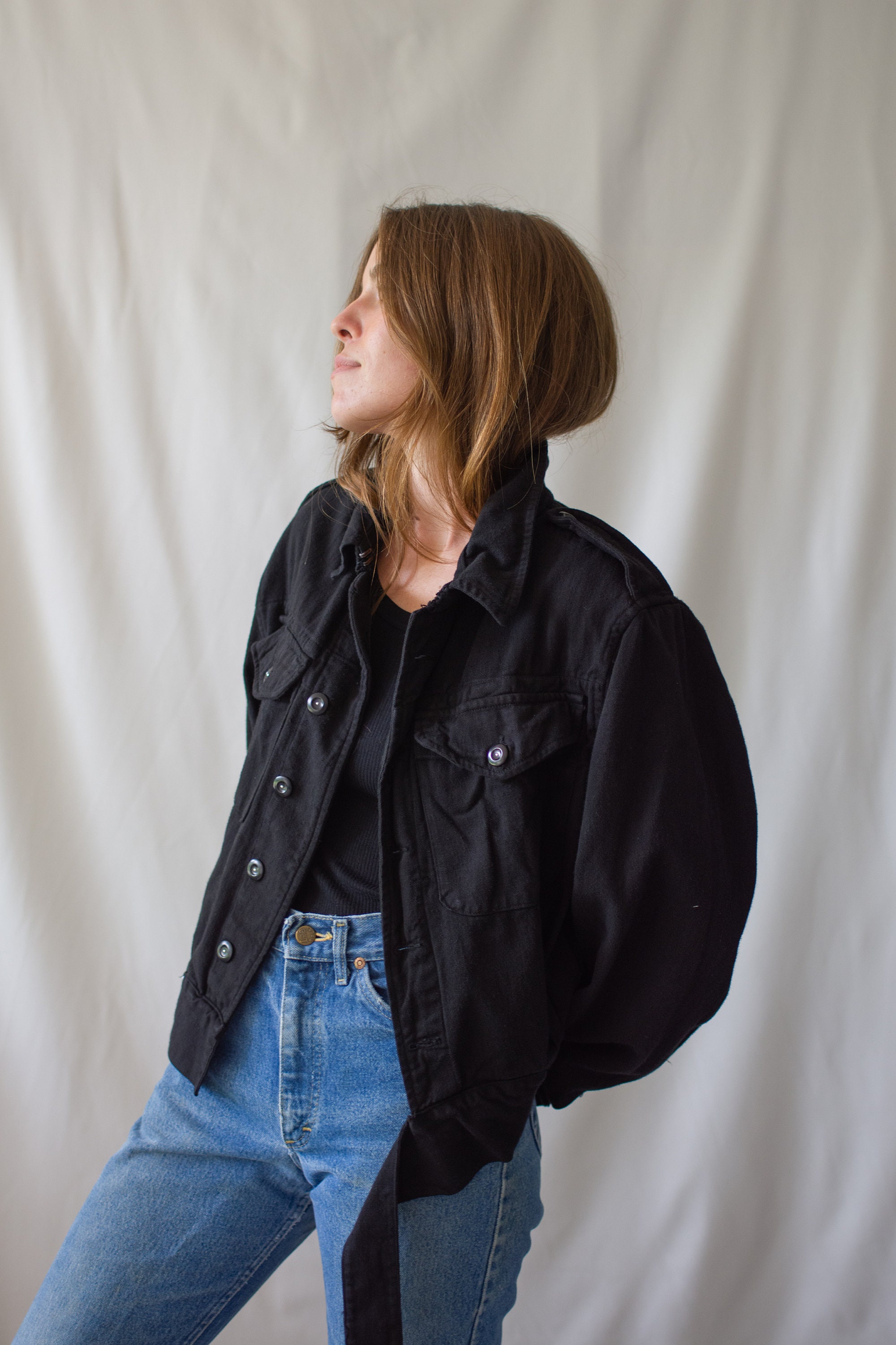 Vintage Black Denim Moto Jacket | Unisex Corozo 50s British