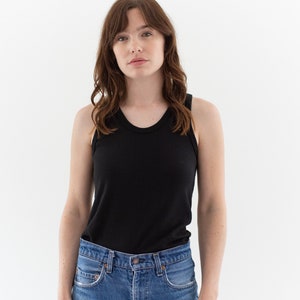 The Cadaqués Tank | Vintage Black Tank Top | 100% Cotton Singlet | Undershirt | XS S M |