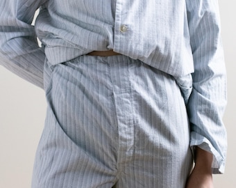 FINAL Sale Vintage Grey White Vertical Stripe Shirt Pant  Only | Unisex Flannel Stripe Cotton Pajamas Jammies PJs Pyjama | M L | PJ12